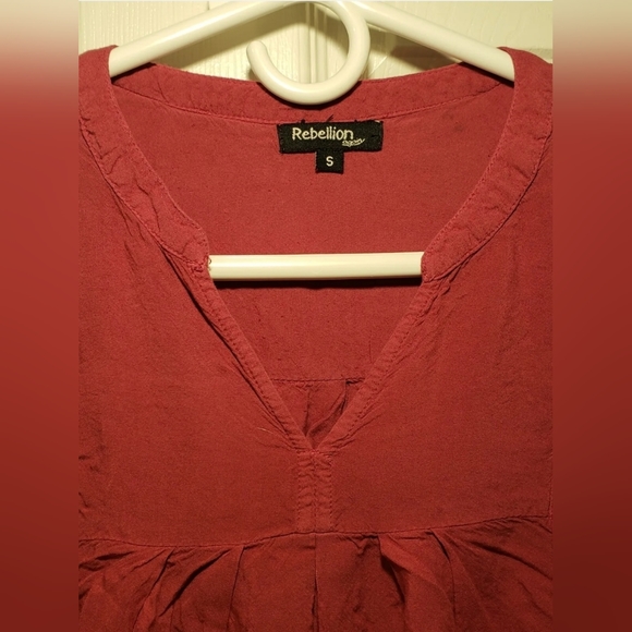 ❤️ Rebellion Again Boho Embroidered Peasant Blouse Top Size SMALL RED ❤️ - Picture 3 of 12
